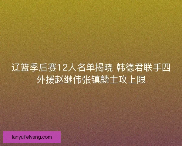 辽篮季后赛12人名单揭晓 韩德君联手四外援赵继伟张镇麟主攻上限